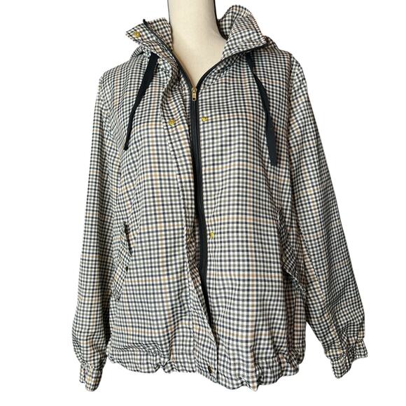 Catherine Malandrino Women's Windbreaker in Black and Brown Houndstooth Size L - Picture 1 of 9
